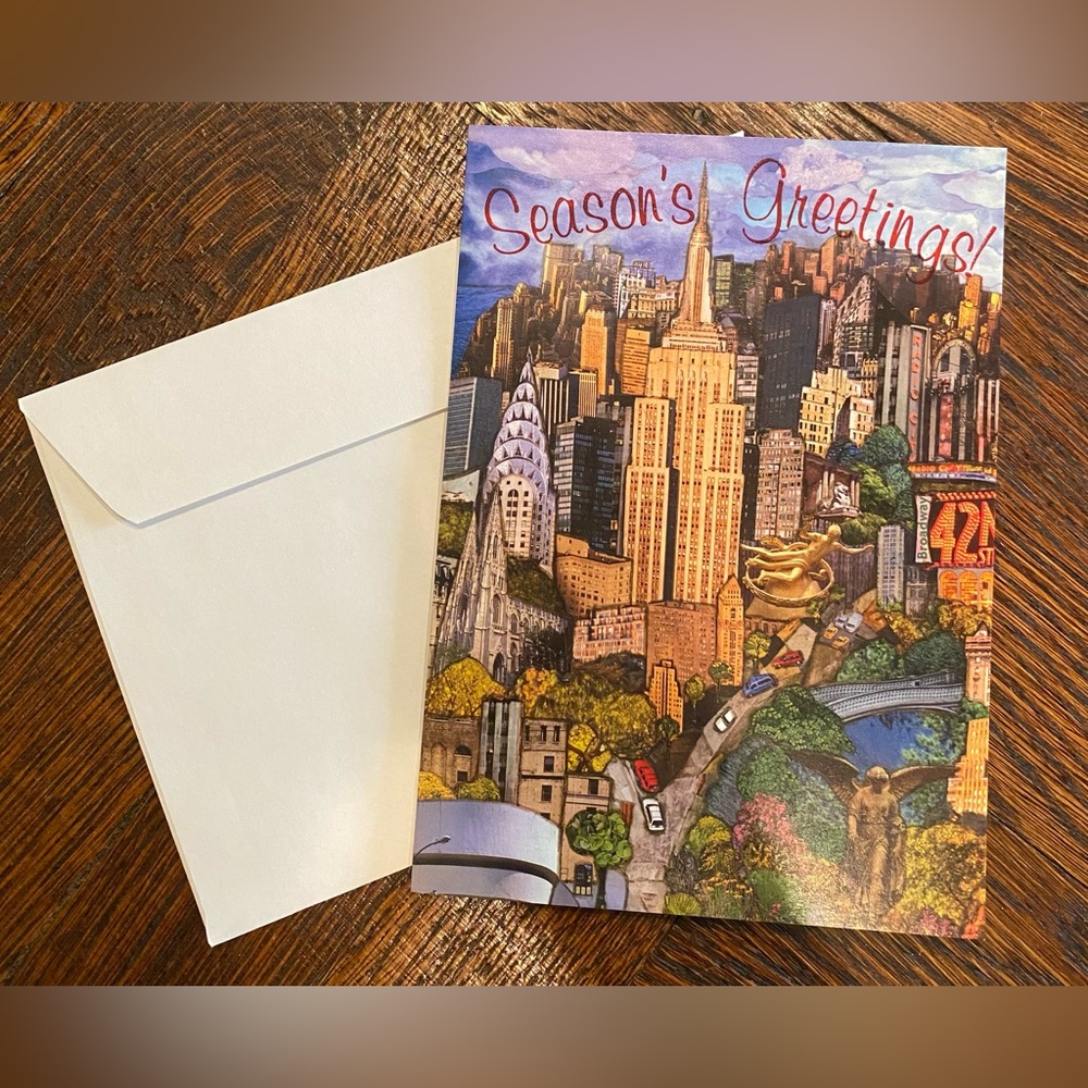 New York City Themed Holiday Cards Set of 15